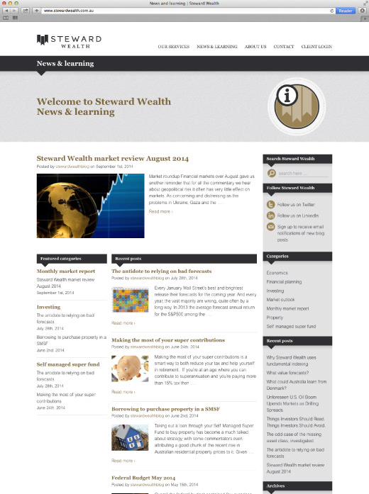 Screenshot of desktop home page